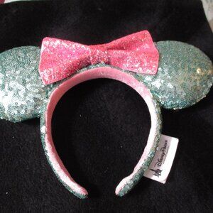 Sequin Minnie Mouse Ears Headband Disney Parks Pink Bow